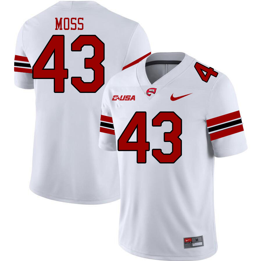Western Kentucky Hilltoppers #43 Manny Moss College Football Jerseys Stitched Sale-White